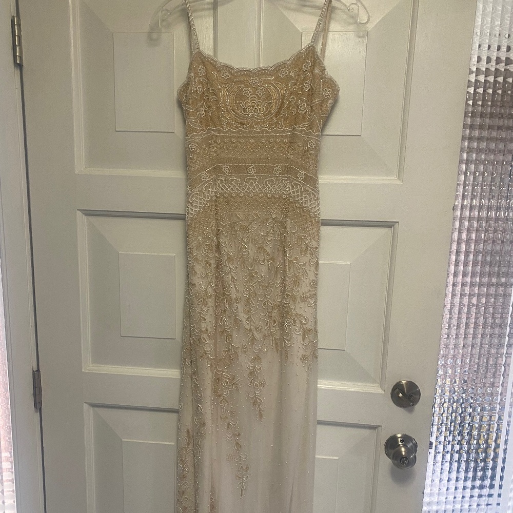 Long beaded formal dress